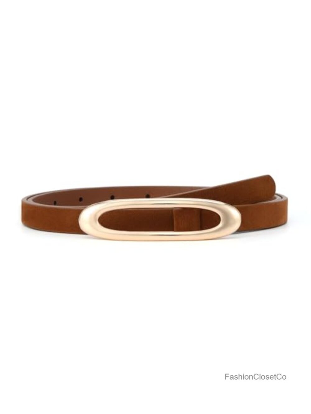 Skinny Suede Faux Leather Belt Thin Waist Gold Buckle Women